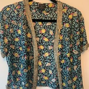 Kate Moss for Topshop floral beaded sequin vest top Top Shop RARE!  Medium